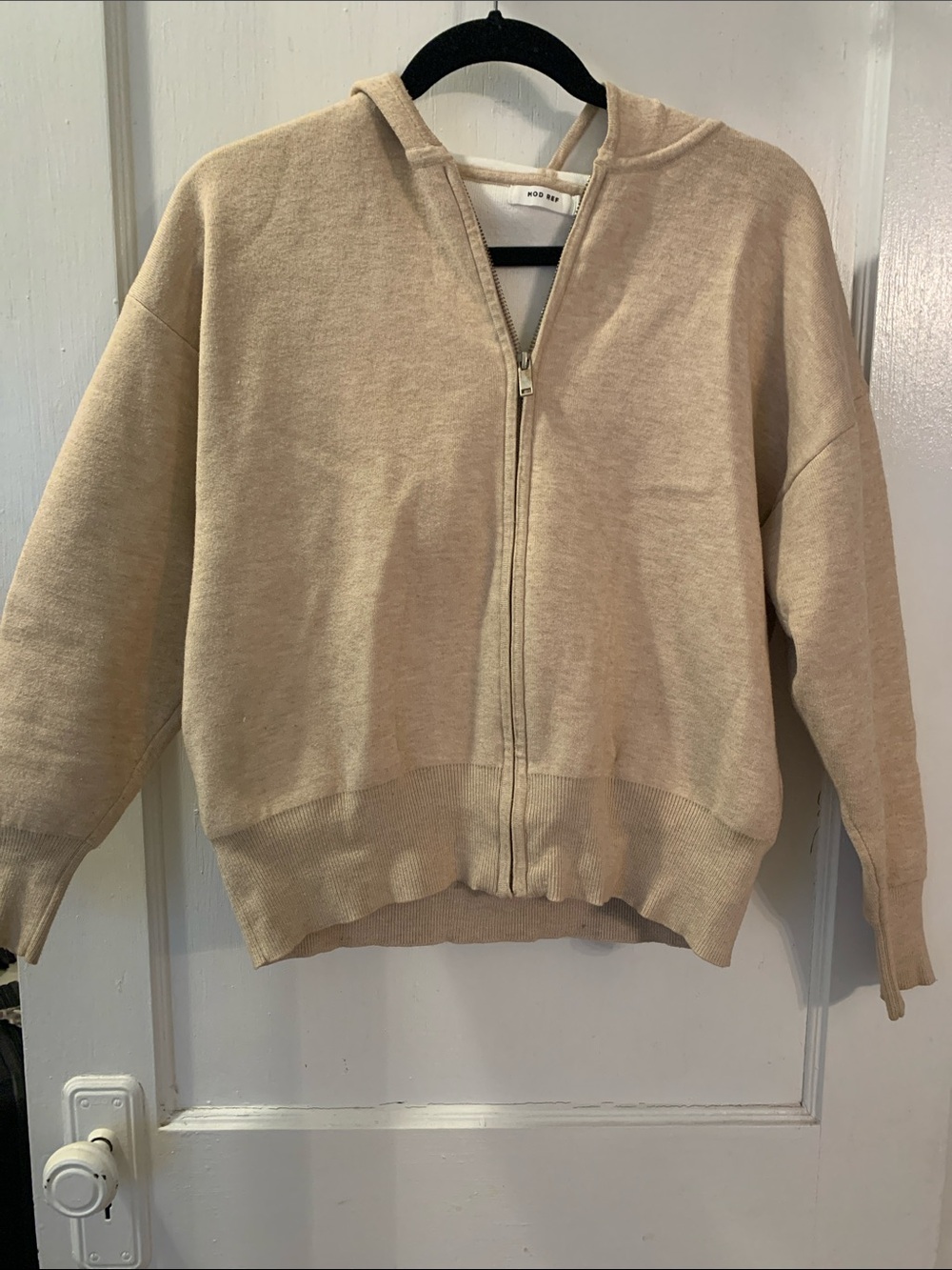 Beige Zip sweater Hoodie